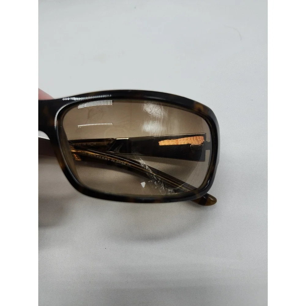 BURBERRY B8436 Sunglasses Brown Plaid And Silver With Case